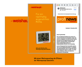 Referenze von itext: weishaupt ag: Newsletter, Broschüren, PR